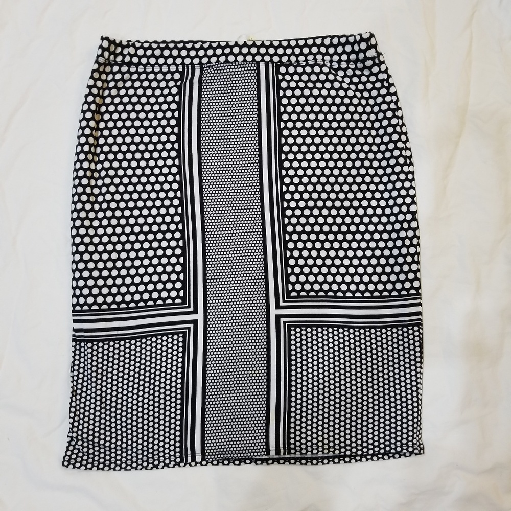 NWT Max Studio polka dot striped pencil skirt women's size Small  (U18)